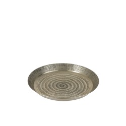 PLATEAU A REBORDS ROND ALUMINIUM GRIS