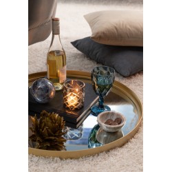 Miroir rond avec bord haut en métal doré de 60 cm