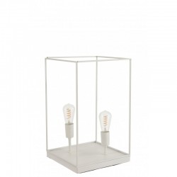 Lámpara de mesa con marco de metal blanco de 51x30x30 cm