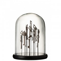 Campana de vidrio decorativa con llaves de 30x23x23 cm