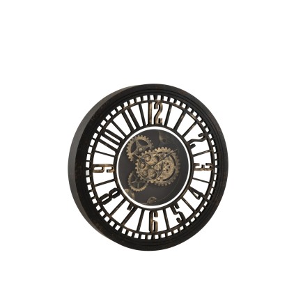 Reloj redondo de metal negro de 60.5x60.5x8.5 cm