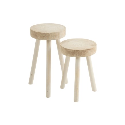 Set de 2 tabourets en bois blanc 29x29x56 cm