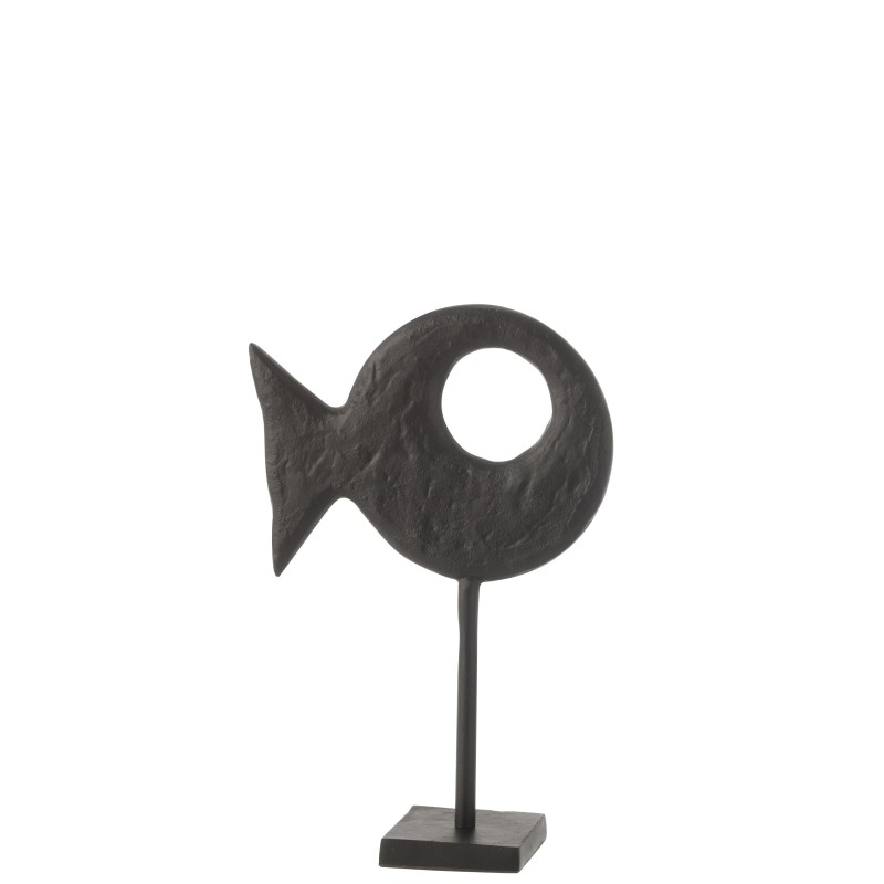 Poisson sur socle en aluminium noir 26.5x10x41 cm