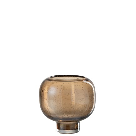 Vase rond sur pied en verre marron 16x16x16 cm