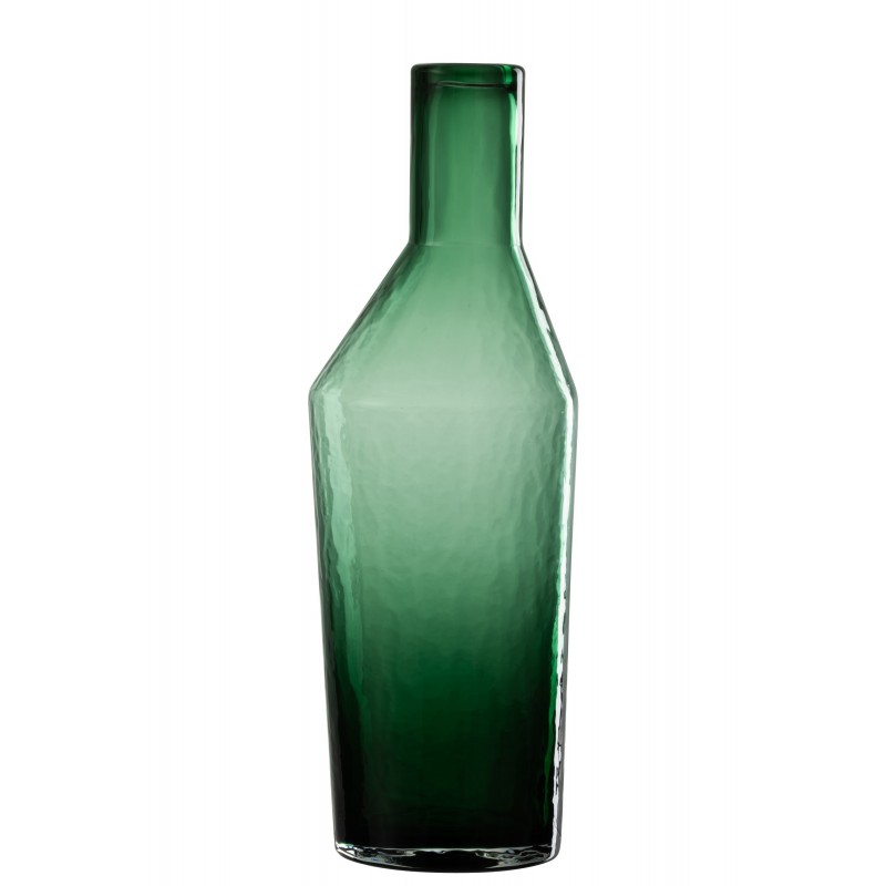 Bouteille décorative en verre vert 12x12x35 cm