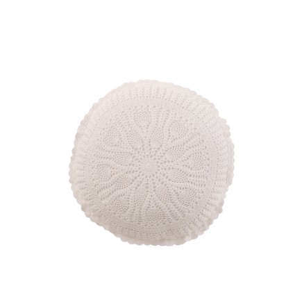 Coussin rond avec dentelle en coton blanc 38x38cm