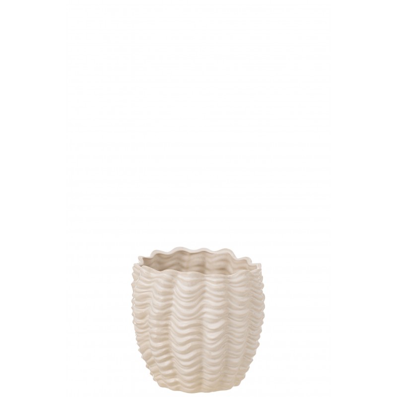 cachepot anémona de cerámica blanco 25x17x21 cm