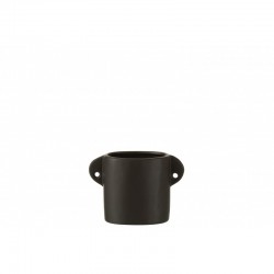 Maceta de cerámica negra de 16.5x8.5x11.5 cm