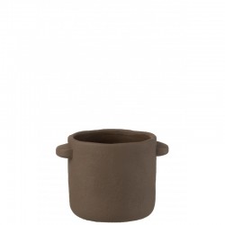 Pot à fleurs en ciment marron foncé 21x16x14cm