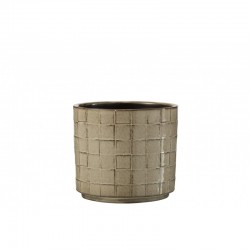 Cachepot de cerámica gris de 16.5x16.5x15 cm
