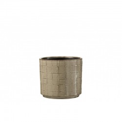 cachepot redondo de cerámica gris 14x14x12.5 cm