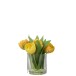 Tulipe artificielle dans vase en plastique jaune 17x16x19 cm