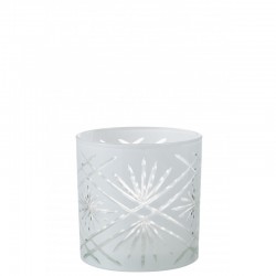 Portavelas de vidrio blanco 15x15x15 cm