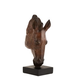 TETE CHEVAL RESINE MARRON