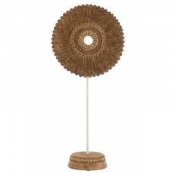 Círculo decorativo sobre base de resina marrón de 15x15x28 cm