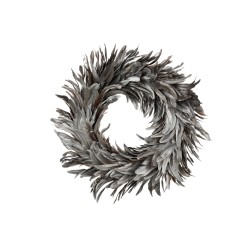 Couronne décorative en plumes argent 43x43x7 cm