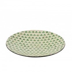 Plato redondo de cerámica verde de 45x45x6 cm