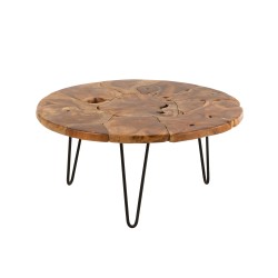 Table de salon en bois marron 80x80x36.5 cm