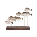 Banc de poissons sur socle en bois marron 52x13x40 cm