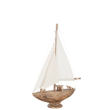 Velero de madera natural de 29x3x43 cm