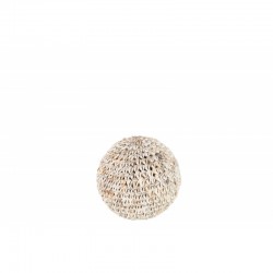 Boule de coquillage en Pierre blanc 11.5x11.5x11.5 cm