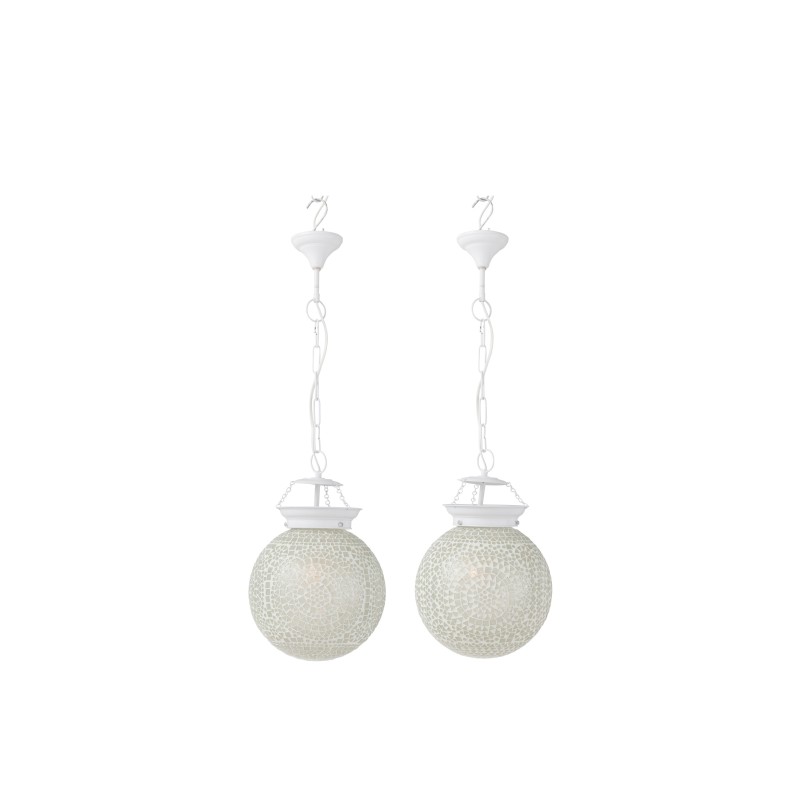 Set de 2 lampes suspendues en verre blanc 16x16x75 cm