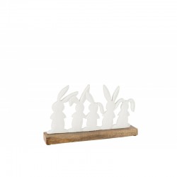 Conejos sobre pedestal de aluminio blanco 28x5x17 cm