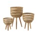 Set de 3 paniers sur pied en bois naturel 36x33x59 cm