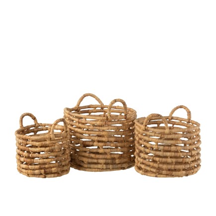 Set de 3 paniers en bois naturel 36x36x38 cm