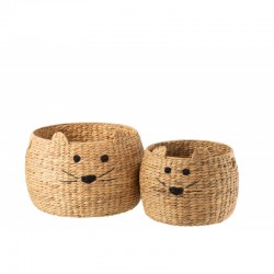 Conjunto de 2 cestas para gatos de madera natural de 48x48x36 cm