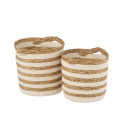 Conjunto de 2 cestas de madera blanca de 41x41x37.5 cm