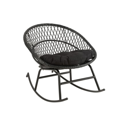 Chaise à bascule extérieur ronde en aluminium noir 118x82x78 cm