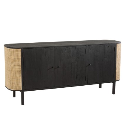 Buffet 3 porte della linea Milo in legno nero 180x46x80 cm