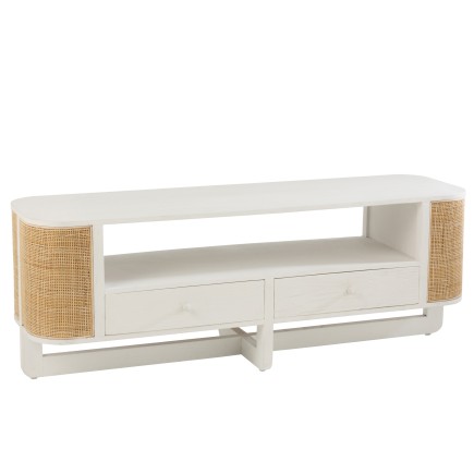 Meuble tv gamme milo en bois blanc 140x40x51 cm