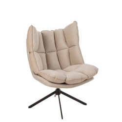 Silla reclinable en marco con cojín de metal beige y negro 78x73x92 cm