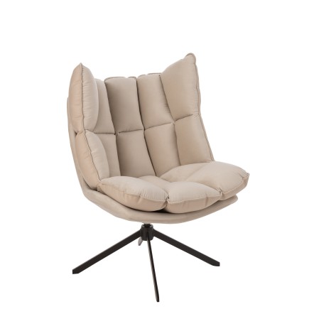 Chaise relax sur cadre avec coussin en métal beige et noir 78x73x92 cm