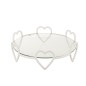 Plato con soporte en forma de corazón de metal blanco de 36x36x10 cm