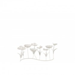 Portavelas de flores de metal blanco 48x10x15 cm