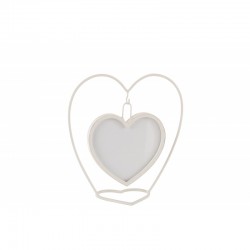 Marco de fotos colgante en forma de corazón de metal blanco 25x11x26 cm