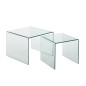 Lot de 2 tables gigogne en verre transparent 65x65x49 cm