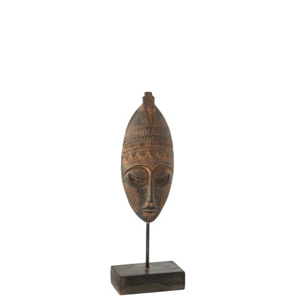 Estatuilla africana de plástico marrón de 21x13x53 cm