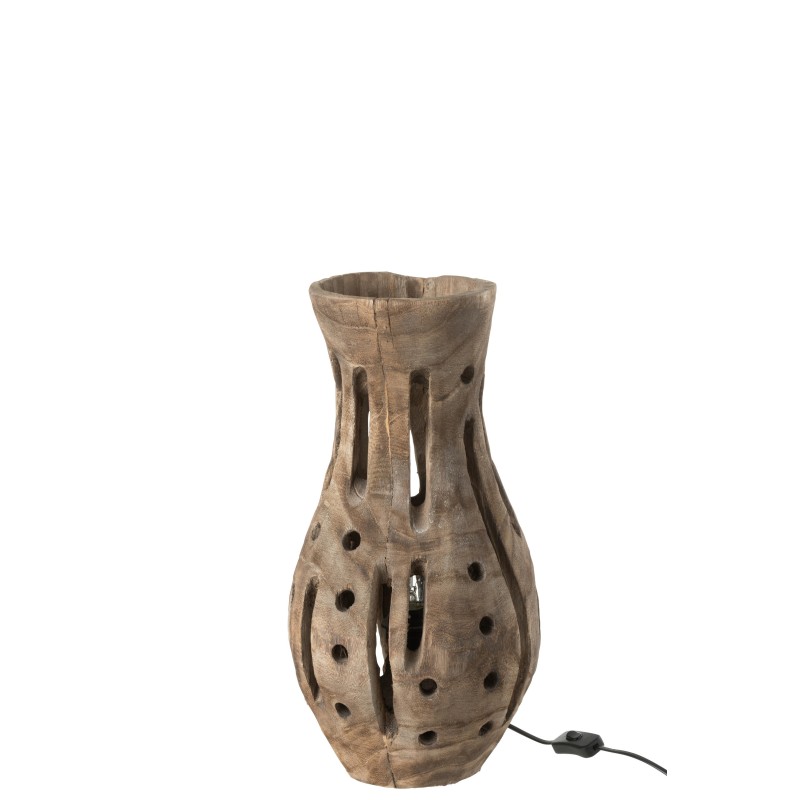 Lampe à poser en bois naturel 27x27x48 cm