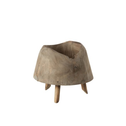 Cache pot sur pieds en bois beige 17x17x17 cm