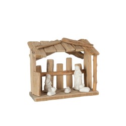 Crèche de Noël en bois beige 26x12x22cm