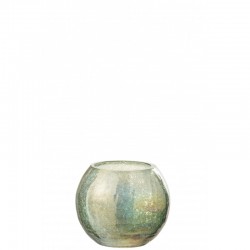 Photophore boule en verre vert 12x12x10 cm