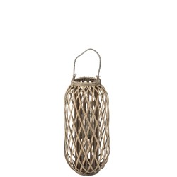 Lanterne cylindrique en bois gris 32x32x92 cm