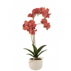 Orquídea artificial de tela roja de 32x32x57 cm