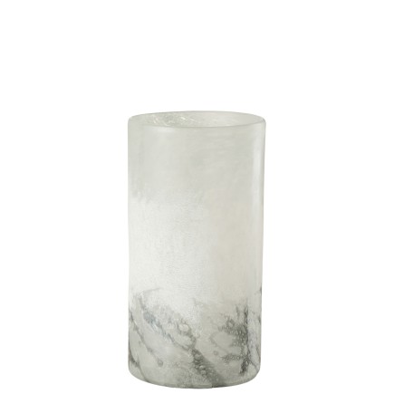 Vase cylindrique en verre blanc 15x15x28 cm