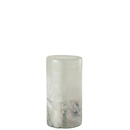 Vase cylindrique en verre blanc 12x12x22 cm