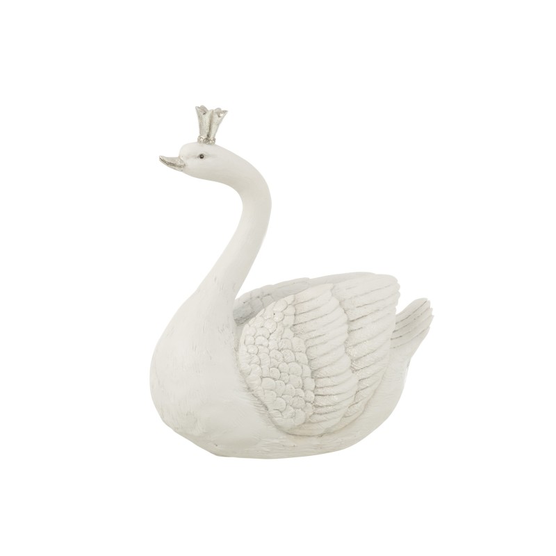 Hucha cisne de resina blanco 9x15x18 cm